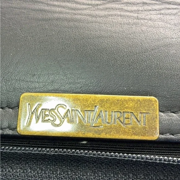 Chic Vintage YSL Black Suede Women's Tote Bag.Yves Saint Laurent Whipstitch